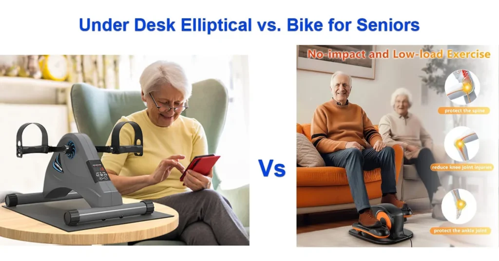 Under Desk Bike vs Elliptical: Features, Benefits & Comparison 5 Under Desk Elliptical vs. Bike for Seniors
Which One Is Safer?
For seniors or those with joint issues, an elliptical is the better choice as it is lower impact and easier on the knees. A bike may put more strain on the knees, especially for those with arthritis or mobility concerns.